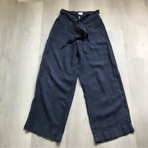 CYNTHIA ROWLEY 100% LINEN BLUE HIGH RISE WIDE LEG PANT 6